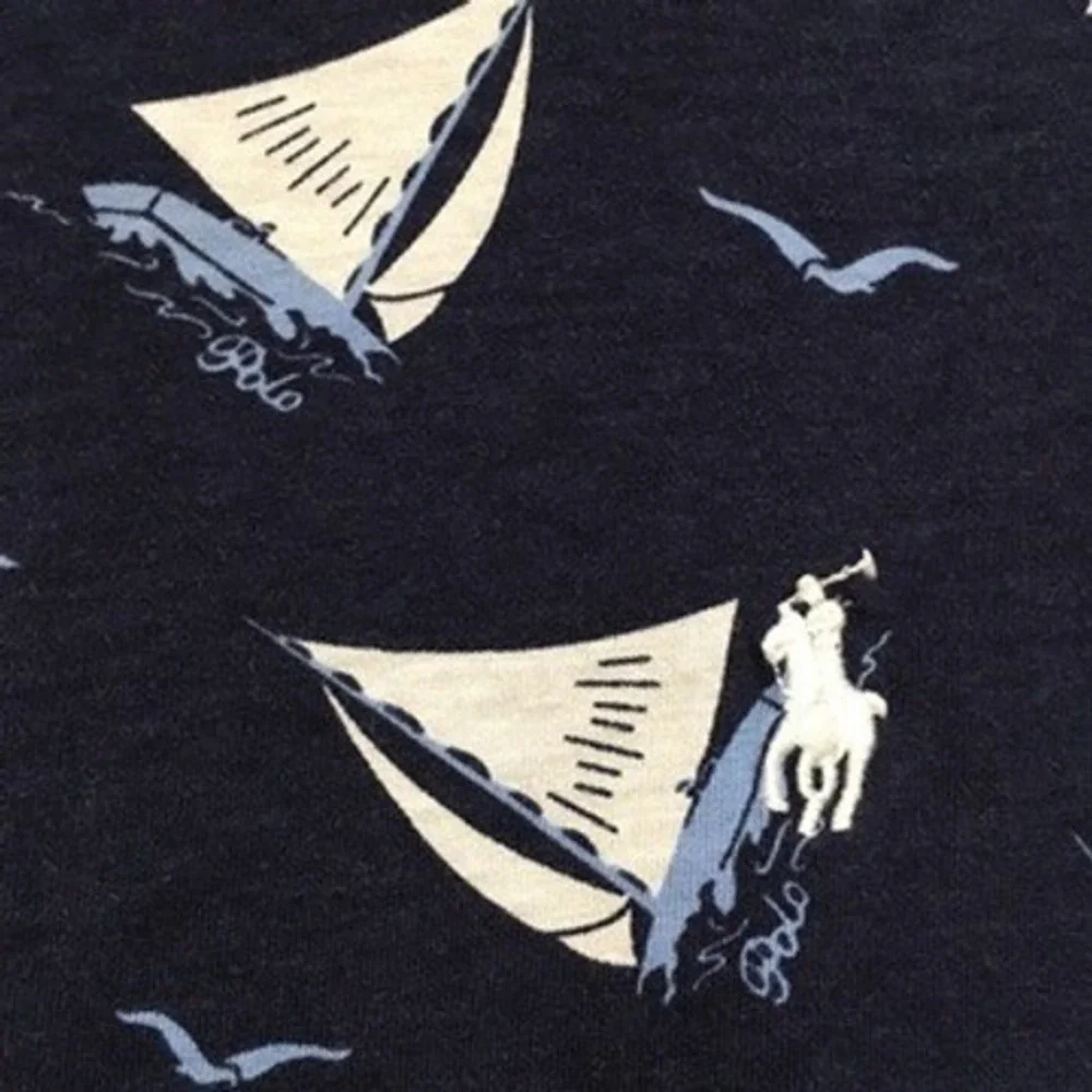 Polo Ralph Lauren Sailboat Print T-Shirt Mens L Navy Nautical Preppy Pony Resort